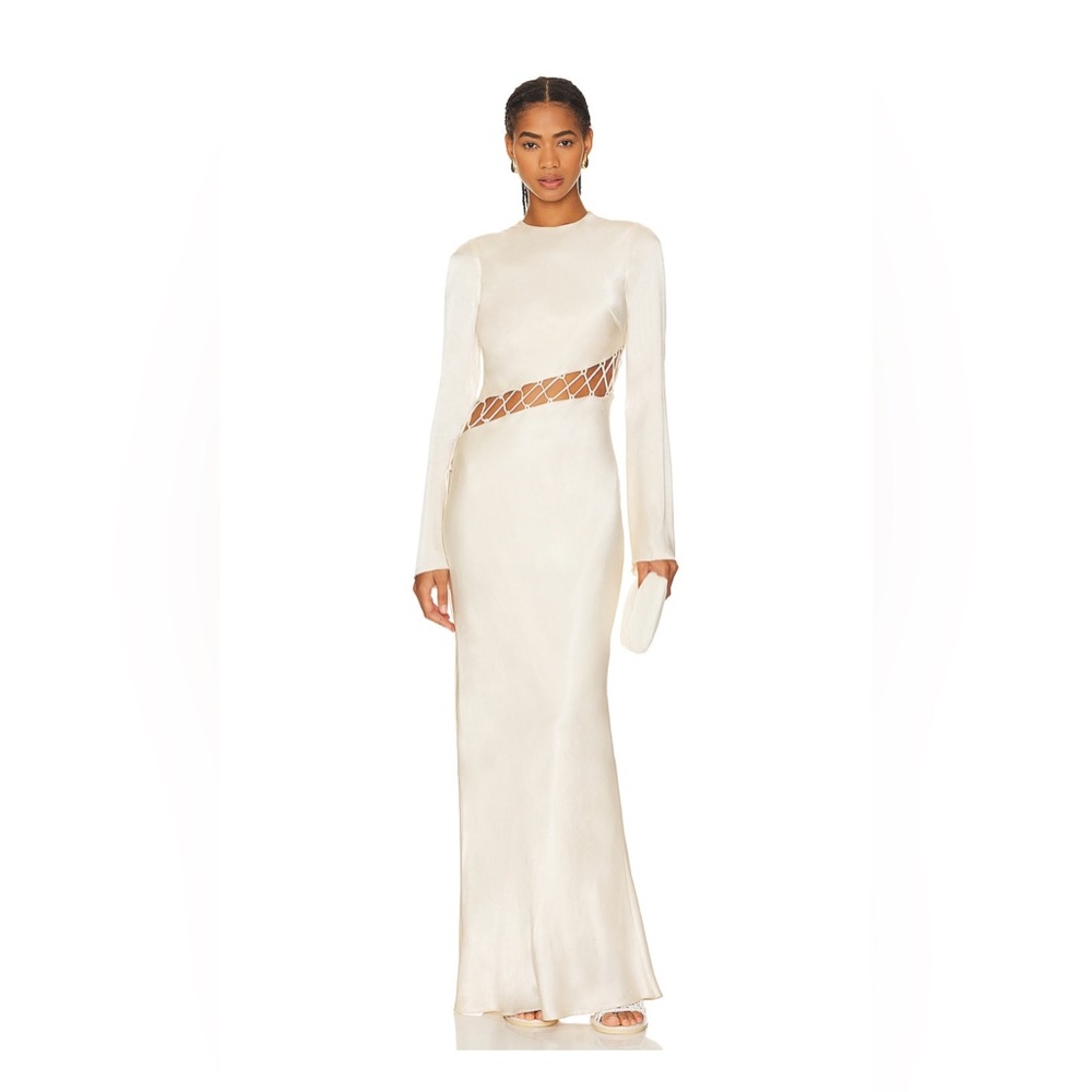 Shona Joy Arienzo Asymmetrical Lace Up Maxi Dress US Size 12